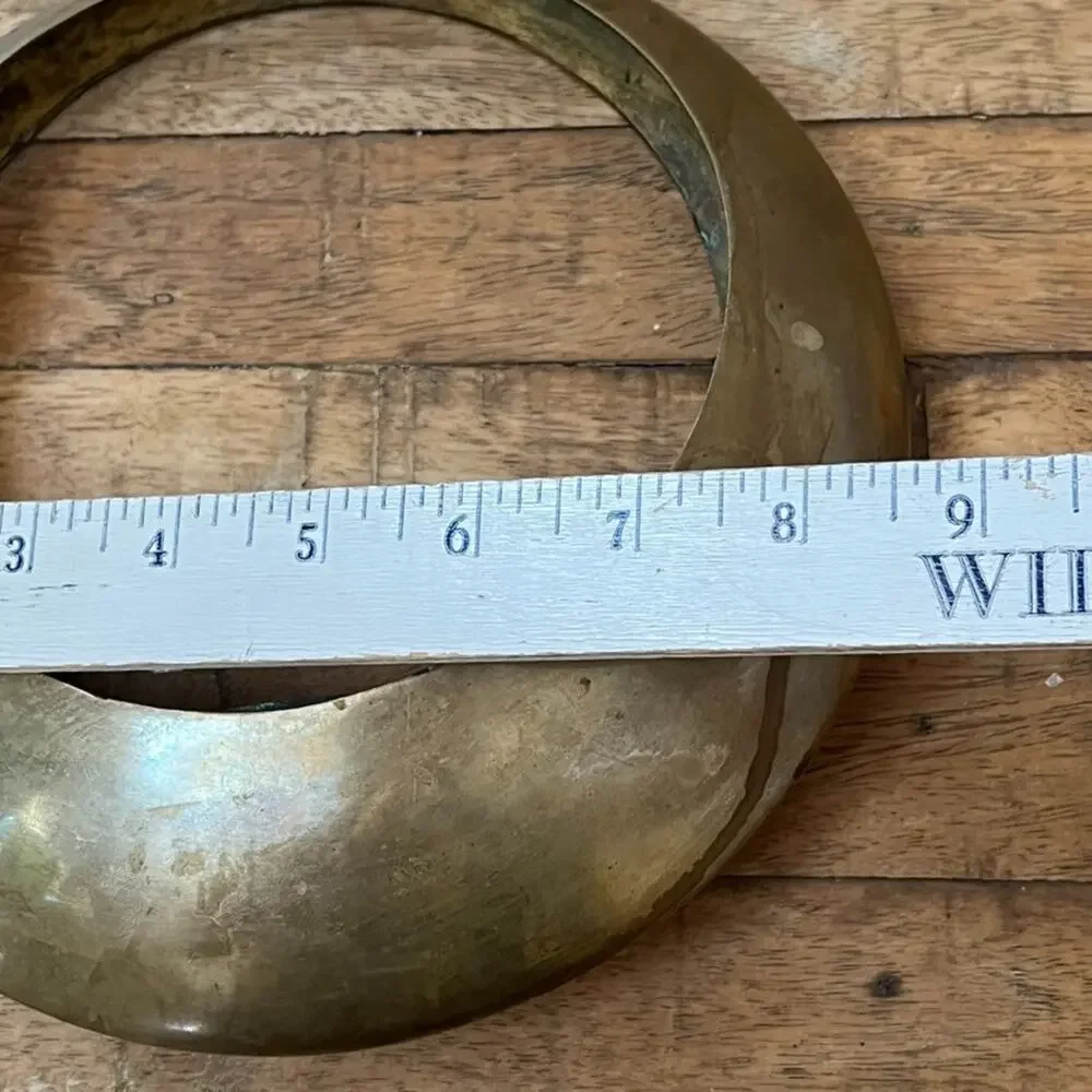 Japanese Brass Ikebana Hanging Full Moon Vase 9.75